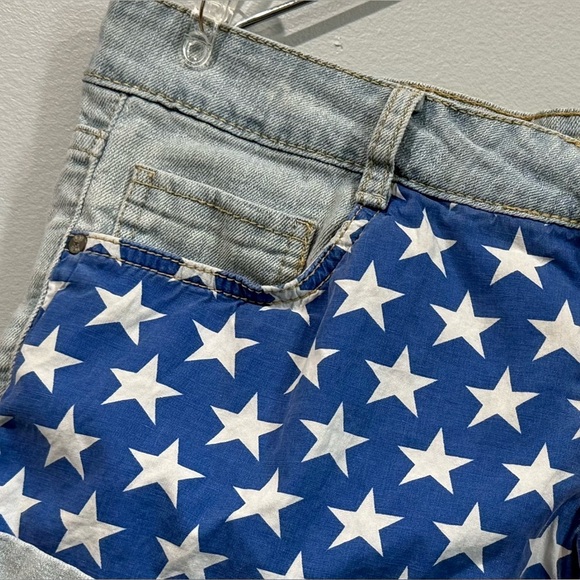 LEI American Flag Denim Shorts Juniors Size 9 - Picture 5 of 9